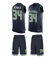 Men's Nike Seattle Seahawks #34 Thomas Rawls Limited Steel Blue Tank Top Suit NFL Jersey