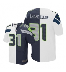 Men's Nike Seattle Seahawks #31 Kam Chancellor Elite Navy/White Split Fashion NFL Jersey