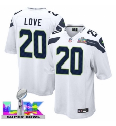 Men's Seattle Seahawks #20 Julian Love White 2025 2026 Super Bowl LX F U S E Stitched Jersey