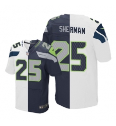 Men's Nike Seattle Seahawks #25 Richard Sherman Elite Navy/White Split Fashion NFL Jersey