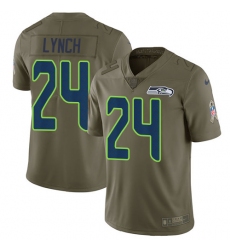 Men's Nike Seattle Seahawks #24 Marshawn Lynch Limited Olive 2017 Salute to Service NFL Jersey