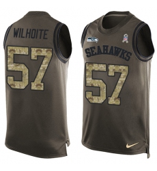 Men's Nike Seattle Seahawks #57 Michael Wilhoite Limited Green Salute to Service Tank Top NFL Jersey