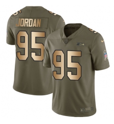 Men's Nike Seattle Seahawks #95 Dion Jordan Limited Olive/Gold 2017 Salute to Service NFL Jersey