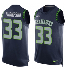 Men's Nike Seattle Seahawks #33 Tedric Thompson Limited Steel Blue Player Name & Number Tank Top NFL Jersey