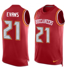 Men's Nike Tampa Bay Buccaneers #21 Justin Evans Limited Red Player Name & Number Tank Top NFL Jersey