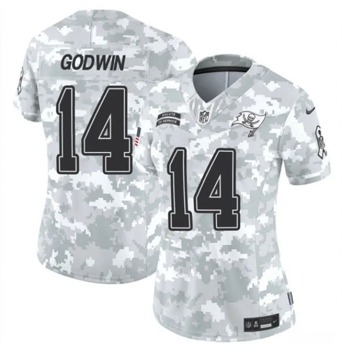 Women's Tampa Bay Buccaneers #14 Chris Godwin 2024 F.U.S.E Arctic Camo Salute To Service Limited Stitched Football Jersey(Run Small)