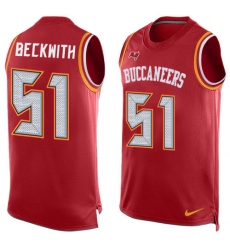 Men's Nike Tampa Bay Buccaneers #51 Kendell Beckwith Limited Red Player Name & Number Tank Top NFL Jersey