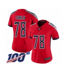 Women's Tennessee Titans #78 Jack Conklin Limited Red Inverted Legend 100th Season Football Jersey