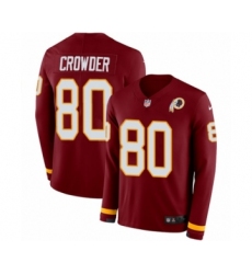 Youth Nike Washington Redskins #80 Jamison Crowder Limited Burgundy Therma Long Sleeve NFL Jersey