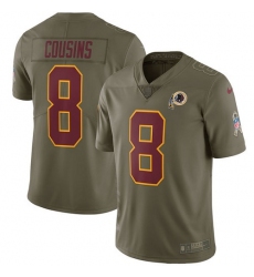 Men's Nike Washington Redskins #8 Kirk Cousins Limited Olive 2017 Salute to Service NFL Jersey