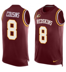 Men's Nike Washington Redskins #8 Kirk Cousins Limited Red Player Name & Number Tank Top NFL Jersey