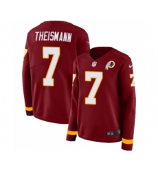 Women's Nike Washington Redskins #7 Joe Theismann Limited Burgundy Therma Long Sleeve NFL Jersey