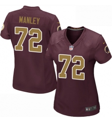 Women's Nike Washington Redskins #72 Dexter Manley Game Burgundy Red/Gold Number Alternate 80TH Anniversary NFL Jersey