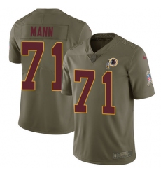 Youth Nike Washington Redskins #71 Charles Mann Limited Olive 2017 Salute to Service NFL Jersey