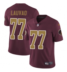 Youth Nike Washington Redskins #77 Shawn Lauvao Burgundy Red/Gold Number Alternate 80TH Anniversary Vapor Untouchable Limited Player NFL Jersey