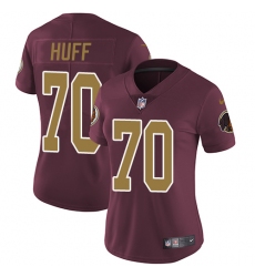Women's Nike Washington Redskins #70 Sam Huff Burgundy Red/Gold Number Alternate 80TH Anniversary Vapor Untouchable Limited Player NFL Jersey