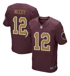 Men's Nike Washington Redskins #12 Colt McCoy Elite Burgundy Red/Gold Number Alternate 80TH Anniversary NFL Jersey