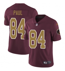 Men's Nike Washington Redskins #84 Niles Paul Burgundy Red/Gold Number Alternate 80TH Anniversary Vapor Untouchable Limited Player NFL Jersey