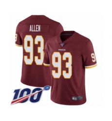 Youth Washington Redskins #93 Jonathan Allen Burgundy Red Team Color Vapor Untouchable Limited Player 100th Season Football Jersey