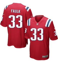 Men's Nike New England Patriots #33 Kevin Faulk Game Red Alternate NFL Jersey