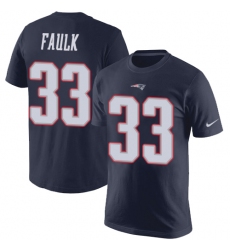 Nike New England Patriots #33 Kevin Faulk Navy Blue Rush Pride Name & Number T-Shirt