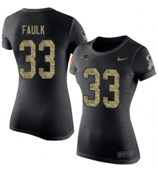 Women's Nike New England Patriots #33 Kevin Faulk Black Camo Salute to Service T-Shirt