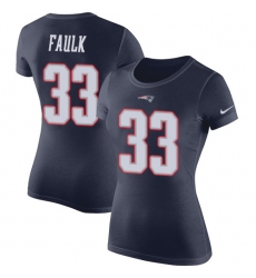 Women's Nike New England Patriots #33 Kevin Faulk Navy Blue Rush Pride Name & Number T-Shirt