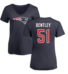 NFL Women's Nike New England Patriots #51 Ja'Whaun Bentley Navy Blue Name & Number Logo Slim Fit T-Shirt