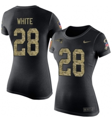 Women's Nike New England Patriots #28 James White Black Camo Salute to Service T-Shirt