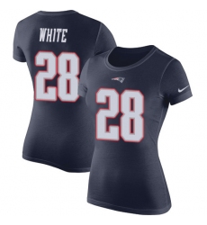 Women's Nike New England Patriots #28 James White Navy Blue Rush Pride Name & Number T-Shirt