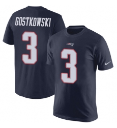 Nike New England Patriots #3 Stephen Gostkowski Navy Blue Rush Pride Name & Number T-Shirt