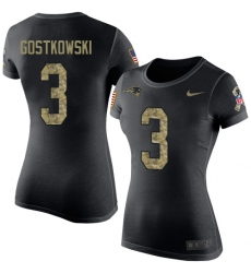 Women's Nike New England Patriots #3 Stephen Gostkowski Black Camo Salute to Service T-Shirt
