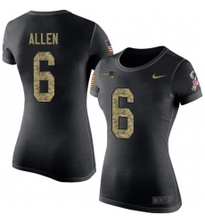 Women's Nike New England Patriots #6 Ryan Allen Black Camo Salute to Service T-Shirt