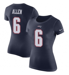 Women's Nike New England Patriots #6 Ryan Allen Navy Blue Rush Pride Name & Number T-Shirt