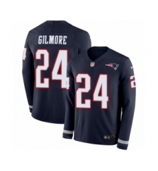 Youth Nike New England Patriots #24 Stephon Gilmore Limited Navy Blue Therma Long Sleeve NFL Jersey