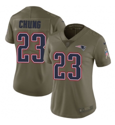 Women's Nike New England Patriots #23 Patrick Chung Limited Olive 2017 Salute to Service NFL Jersey