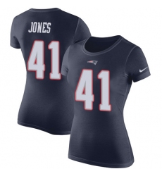 Women's Nike New England Patriots #41 Cyrus Jones Navy Blue Rush Pride Name & Number T-Shirt