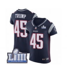 Men's Nike New England Patriots #45 Donald Trump Navy Blue Team Color Vapor Untouchable Elite Player Super Bowl LIII Bound NFL Jersey