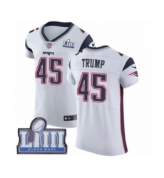 Men's Nike New England Patriots #45 Donald Trump White Vapor Untouchable Elite Player Super Bowl LIII Bound NFL Jersey