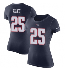 Women's Nike New England Patriots #25 Eric Rowe Navy Blue Rush Pride Name & Number T-Shirt