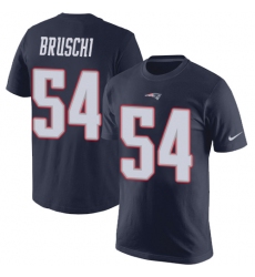 Nike New England Patriots #54 Tedy Bruschi Navy Blue Rush Pride Name & Number T-Shirt