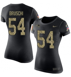 Women's Nike New England Patriots #54 Tedy Bruschi Black Camo Salute to Service T-Shirt