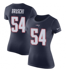 Women's Nike New England Patriots #54 Tedy Bruschi Navy Blue Rush Pride Name & Number T-Shirt