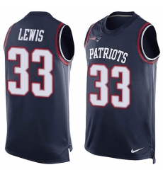 Men's Nike New England Patriots #33 Dion Lewis Limited Navy Blue Player Name & Number Tank Top NFL Jersey