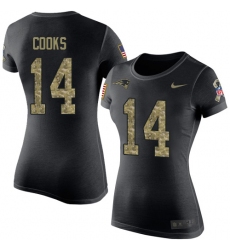 Women's Nike New England Patriots #14 Brandin Cooks Black Camo Salute to Service T-Shirt