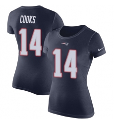 Women's Nike New England Patriots #14 Brandin Cooks Navy Blue Rush Pride Name & Number T-Shirt