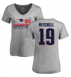Women's Nike New England Patriots #19 Malcolm Mitchell Heather Gray 2017 AFC Champions V-Neck T-Shirt