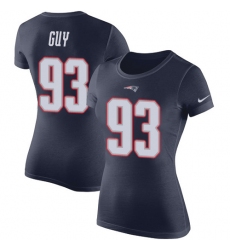 Women's Nike New England Patriots #93 Lawrence Guy Navy Blue Rush Pride Name & Number T-Shirt