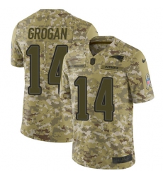 Men's Nike New England Patriots #14 Steve Grogan Limited Camo 2018 Salute to Service NFL Jersey