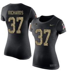 Women's Nike New England Patriots #37 Jordan Richards Black Camo Salute to Service T-Shirt